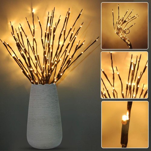 Immagine di 1pc Willow Branch Lamp 20 LED Bouquet decorazione luci vaso alto Filler per la festa fai da te String Garland luci Decorative per la casa