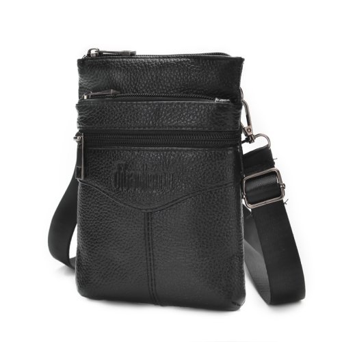 Imagen de Bolso cruzado de cuero genuino para hombre, bandolera de negocios de alta calidad, Mini riñonera de gran capacidad