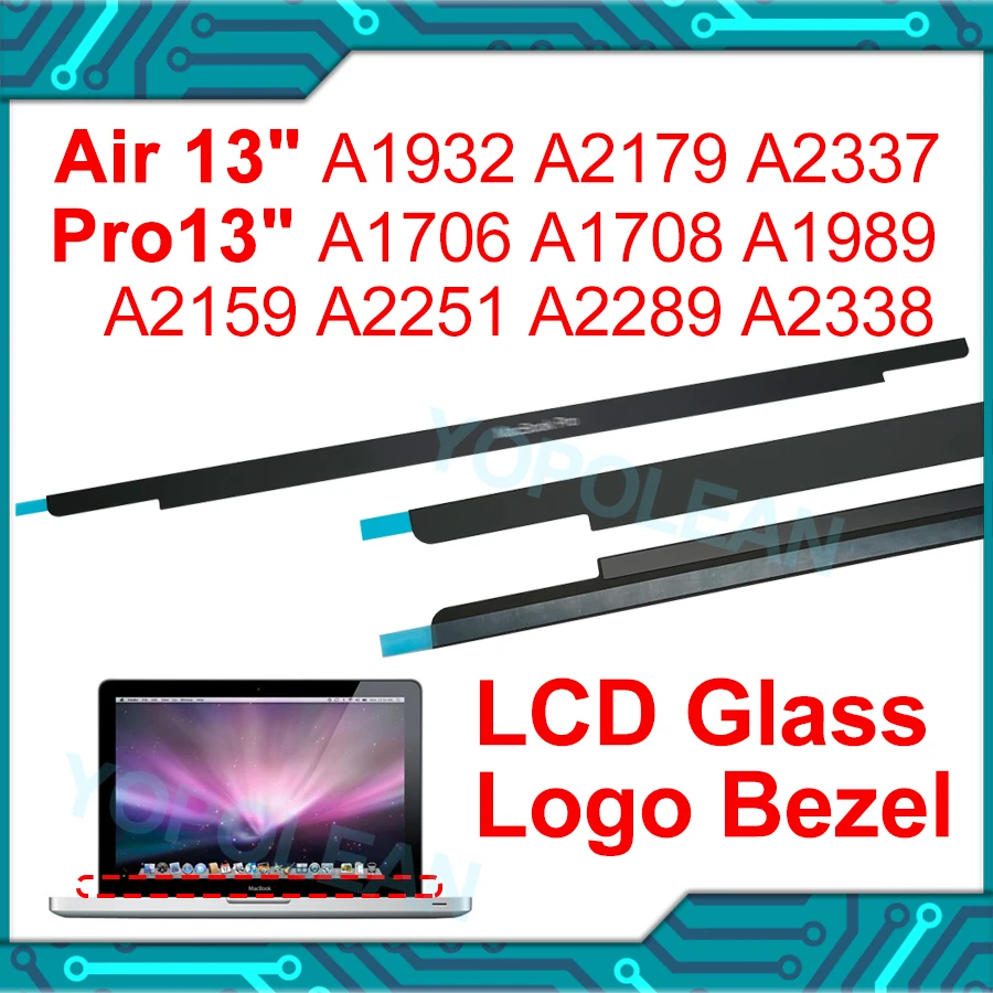 Image of Premium Grey Silver LCD Screen Glass Trim with Logo Bezel Front Cover Replacement for MacBook Pro and Air Models A1932, A2179, A2251, A2289, A2337, A2338