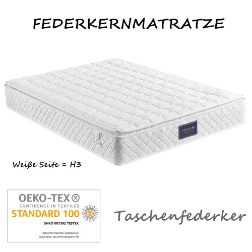 Zdjęcie Materac Rosahqnda 90/140/160x200 cm z rdzeniem sprężynowym, oddychający, piankowy, twardość H3, podwójna tkanina poliestrowa, biały pokrowiec.