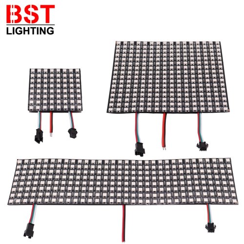 Zdjęcie Panel LED Matrycowy WS2812B RGB – Elastyczny, Indywidualnie Adresowalny Ekran 8x8, 16x16, 8x32 z Zasilaniem DC 5V