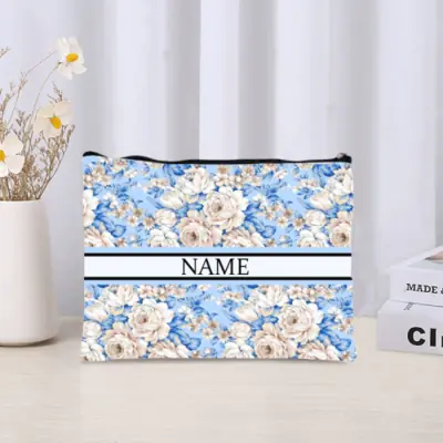 Image de Pochette Maquillage Personnalisée Florale - Luxe & Pratique