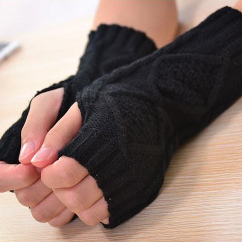 Afbeelding van Gebreide Halfvingerhandschoenen voor Dames - Warme en Zachte Winterhandschoenen voor Vrouwen en Meisjes