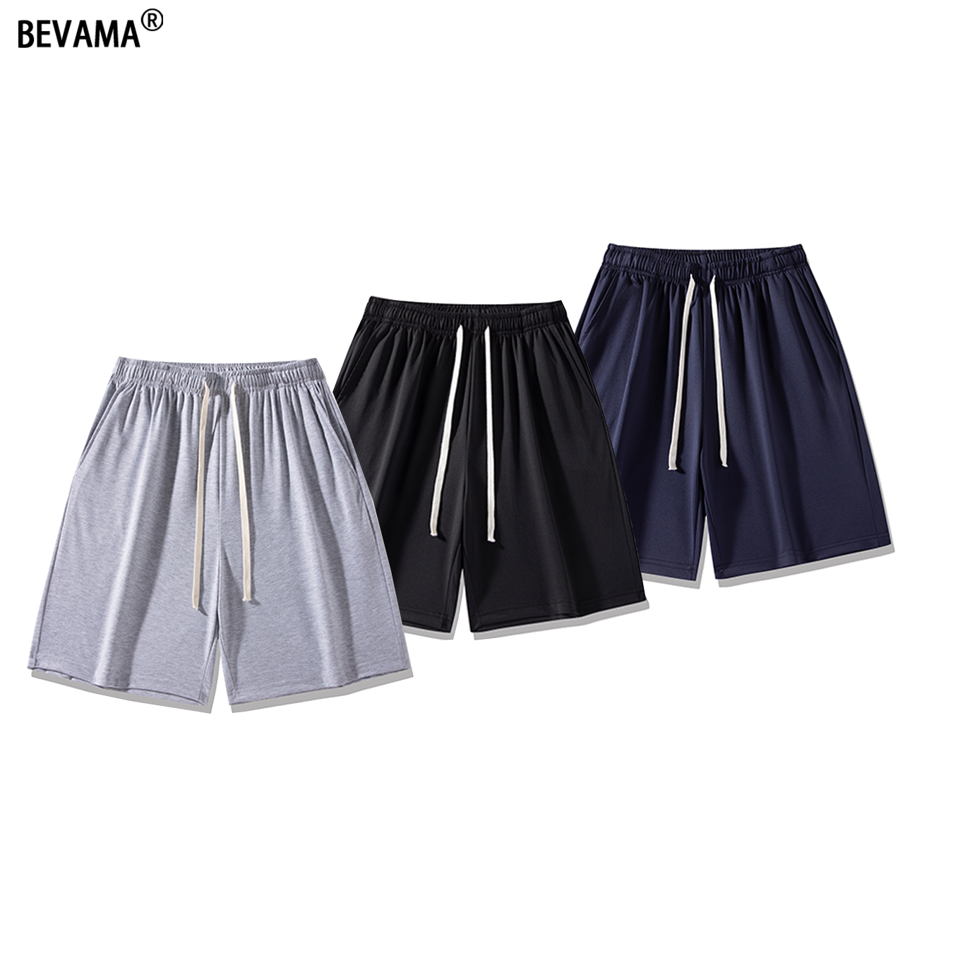 Image of Summer Running Shorts for Men Casual Jogging Sport Short Pants Solid Color Drawstring Loose Dry Gym Sports Shorts
