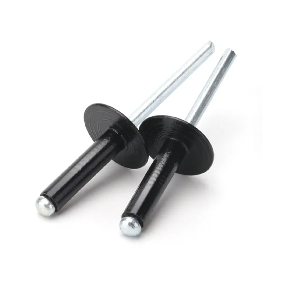 Image of 20pcs  Black or silver big cap open core aluminum rivets metal pull rivet pull cap nail oval head rivet 3.2/4/5mm