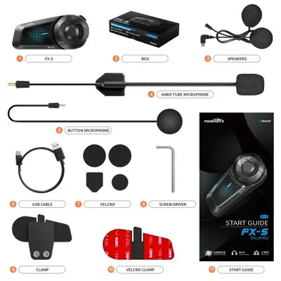 Image de Intercom Moto Bluetooth Fodsports FX-S - 1000m de Portée