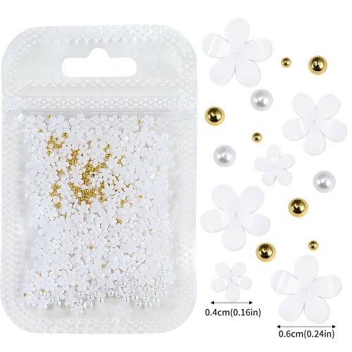 Image de Kit Déco Ongles Floral 3D Rose & Blanc