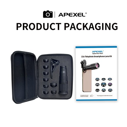 Bild von APEXEL 22X Teleobjektiv-Set für iPhone Samsung 10in1 Set Telefonkameraobjektiv Breites Makrofilterobjektiv für Handy-Zubehör