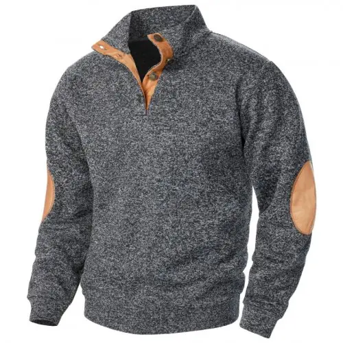 Image de Hoodie Homme Patchwork Vintage Col Montant