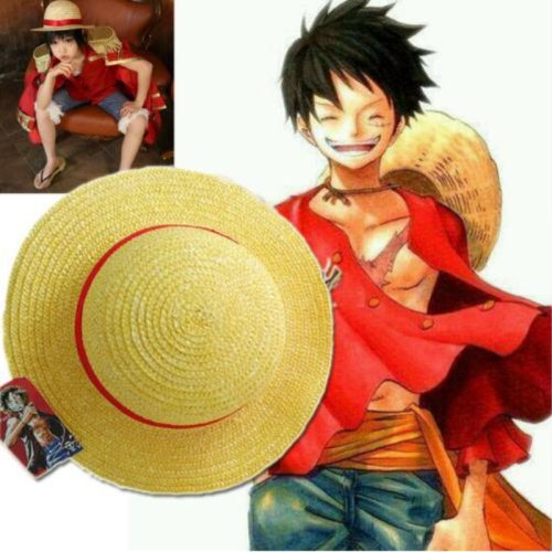 Image of One Piece Luffy Straw Hat – Authentic Anime Cosplay Hat for Adults and Kids, Unisex Outdoor Sun Protection Beach Hat