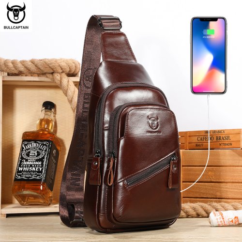 Imagen de Bolso de Pecho de Cuero para Hombres – Diseño Clásico y de Gran Capacidad, Ideal para Uso Diario y Viajes