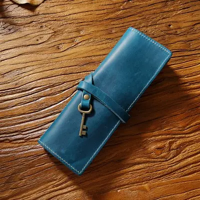 Image de Sac à Stylos en Cuir Vintage - Élégant & Pratique