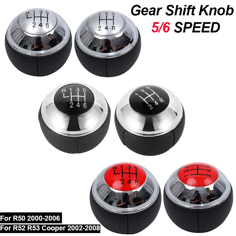 Imagen de Perilla Cromada para Palanca de Cambios Manual de 5 o 6 Velocidades - Compatible con Mini R50, R52, R53 Cooper (2000-2008), Cabrio y Modelos Clásicos