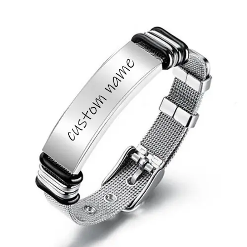 Image de Bracelet Photo Personnalisé Homme - Acier Inoxydable