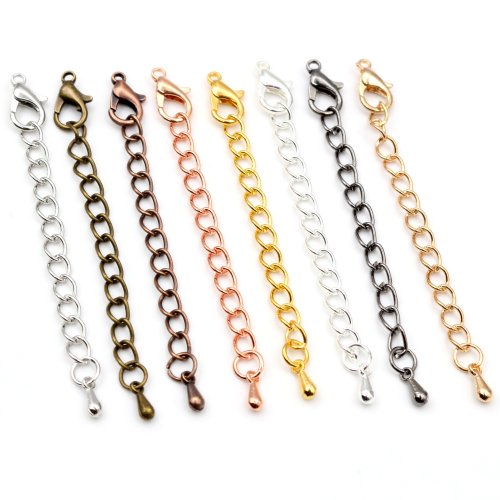 Image of 10-Piece Set of 50-70mm Tone-Extended Extension Tail Chains with Lobster Clasps for DIY Jewelry Making – Perfect for Bracelets and Necklaces