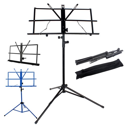 Imagen de Soporte Plegable para Trípode de Hoja de Música Ajustable en Acero Inoxidable con Bolsa - Accesorio Ideal para Músicos y Estudiantes