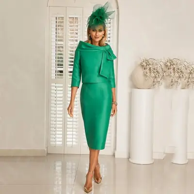 Image de Robe de soirée élégante pour mère de la mariée - Vert thé