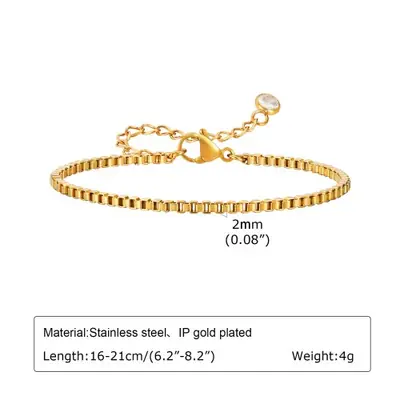 Image de Bracelet chaîne chevrons plaqué or, fin et empilable pour femme