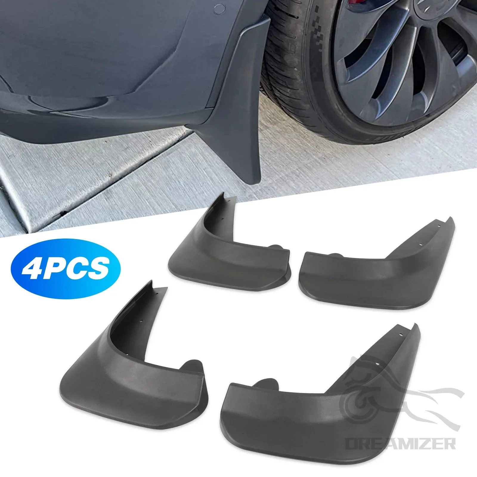 Imagen de Juego de 4 Guardabarros Universales para Coche - Protección Anti-Salpicaduras para Ruedas Delanteras y Traseras, Accesorios para Automóviles