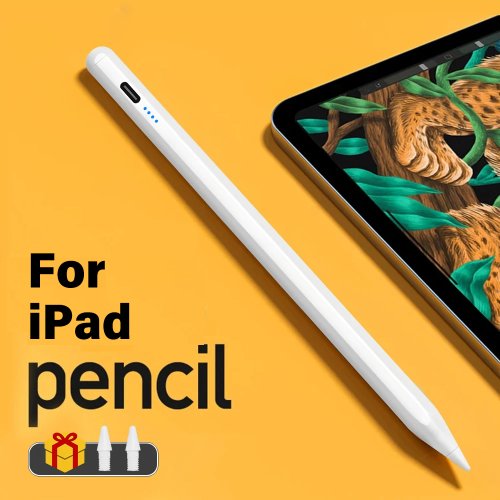 Immagine di Pennino Stilo per iPad con Riconoscimento Palma e Display Potente - Compatibile con iPad Pro, Air, Mini (2018-2022) - Penna Tattile di Alta Precisione