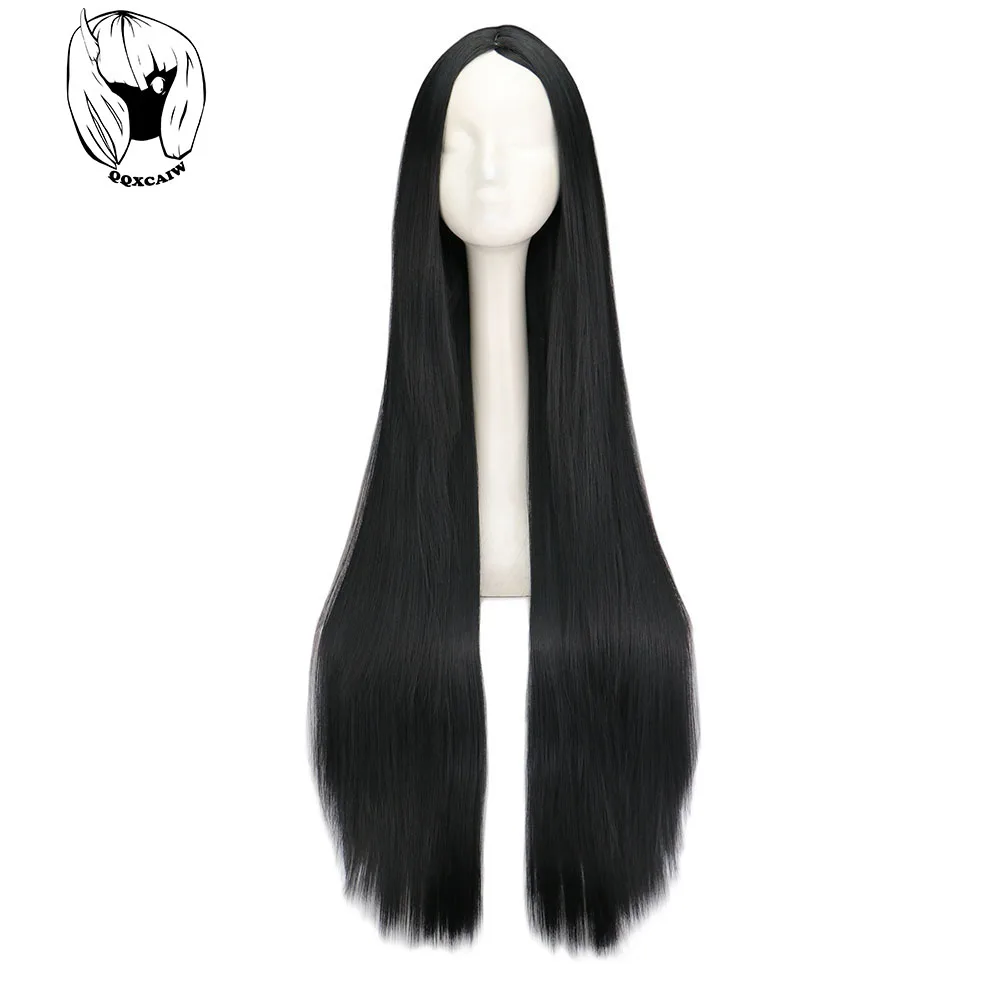 Image de Perruque Synthétique Noire 100cm - Cheveux Raides pour Halloween & Cosplay