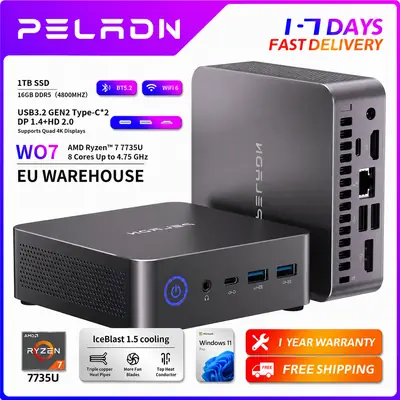 Mini PC AMD Ryzen 7 7735U 16Go DDR5 1To SSD WiFi6