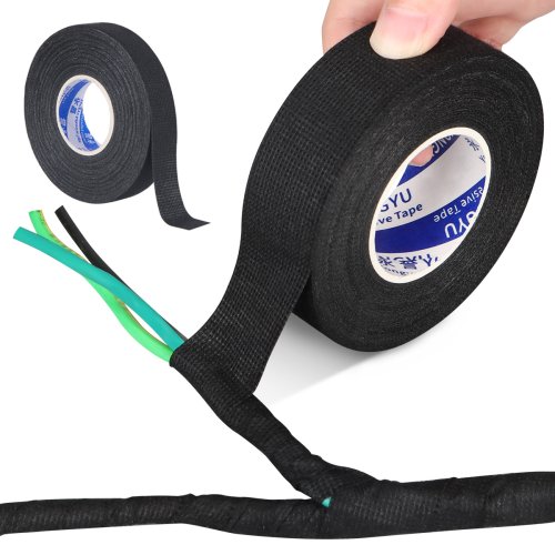 Imagen de Cinta adhesiva ignífuga resistente al calor de 15/20M, cintas eléctricas de tela de poliéster/flanela para arnés de cables de coche, adherencias de cableado