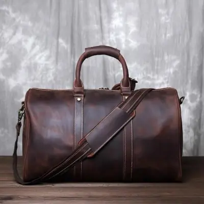 Image de Sac de Voyage en Cuir Rétro Homme - Grand Capacité