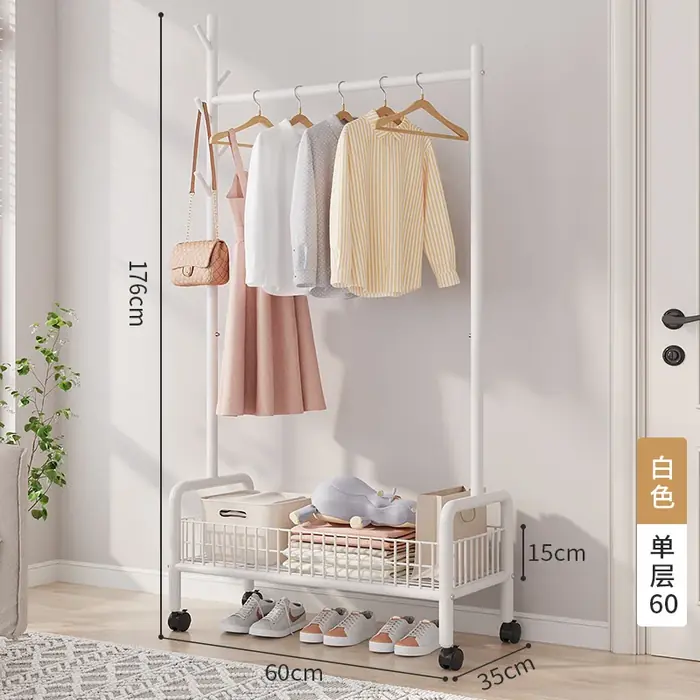 Image de Porte-Vêtements Mobile avec Étagères et Support à Chapeaux