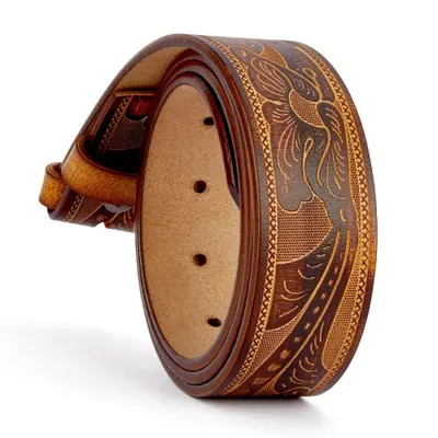 Image de Ceinture Homme en Cuir Double Couche Sans Boucle