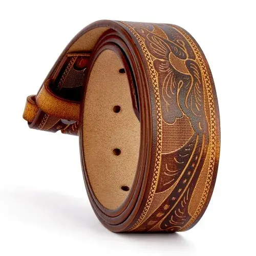 Image de Ceinture Homme en Cuir Double Couche Sans Boucle