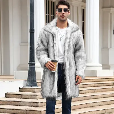 Image de Veste en fausse fourrure de renard pour homme - Chaud & Luxueux