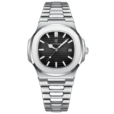 Image de Montre Homme Quartz Carrée Lumineuse Étanche - Acier Inoxydable