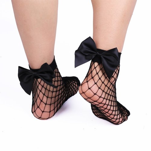 Image de Chaussettes Résille Nœud Papillon Blanc - Style Lolita & Harajuku