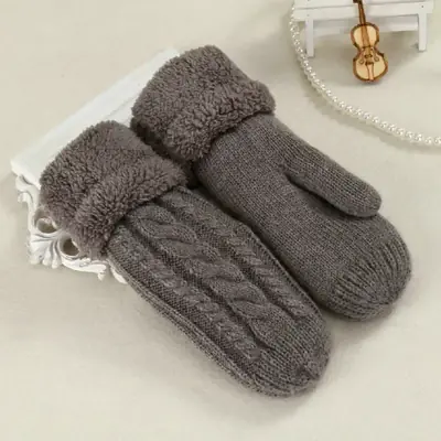 Image de Gants Hiver Femme Tricot Fleurs - Chauds & Élégants