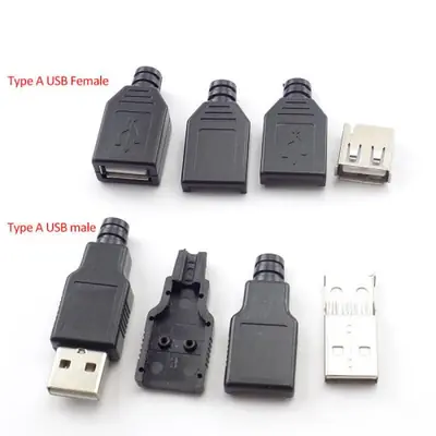 Image de Connecteur USB 2.0 à souder - 4 broches - Noir