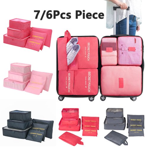 Image of 6/7PCS Set Travel Organizer Storage Bags Multifunction Packing Cube Bag For Clothes Tidy Portable Wardrobe Suitcase Pouch Case