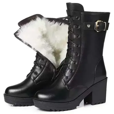 Image de Bottes Hiver Femme Cuir & Laine Chauffantes