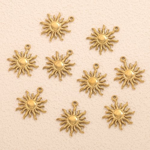 Image of Handcrafted Stainless Steel Sun Charms for DIY Jewelry Making – 5-Piece Set of Natural Light-Inspired Pendants for Earrings, Necklaces & Accessories