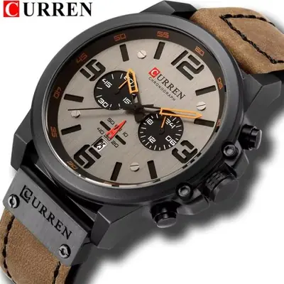 Image de Montre Homme Luxe Étanche - Style Militaire en Cuir