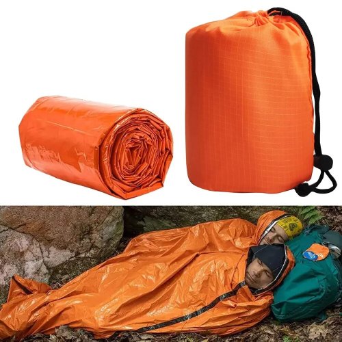 Image of Ultra-Portable Emergency Sleeping Bag with Mylar Thermal Insulation – Lightweight, Waterproof Survival Blanket for Camping, Hiking, and Outdoor Adventures