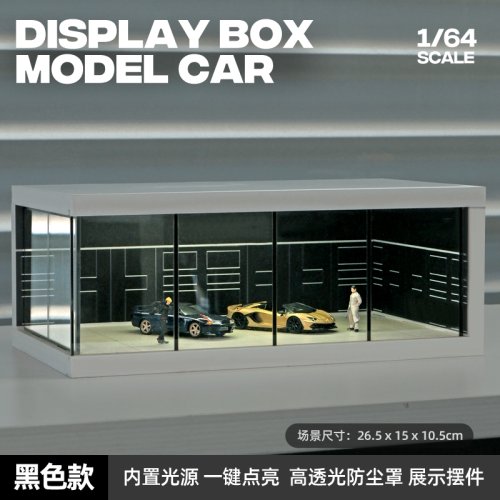 Zdjęcie 1/64 Showroom samochodowy Dioramy Miniaturowy układ sceny Przezroczysty parking Pokrywa przeciwpyłow...