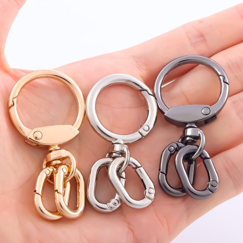 Bild von 2 Stück drehbare Verschlussklammern, Karabinerverschlüsse aus Metall, drehbarer Verschluss mit Schlüsselringen für die Herstellung von Schlüsselanhängern, DIY-Bastelarbeiten