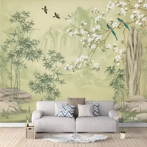 Image de Papier Peint Murale Forêt de Bambous 3D