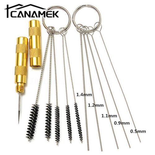Immagine di 5/10 pz/set aerografo pistola a spruzzo ugello Kit di pulizia ago e Set di spazzole strumento di riparazione