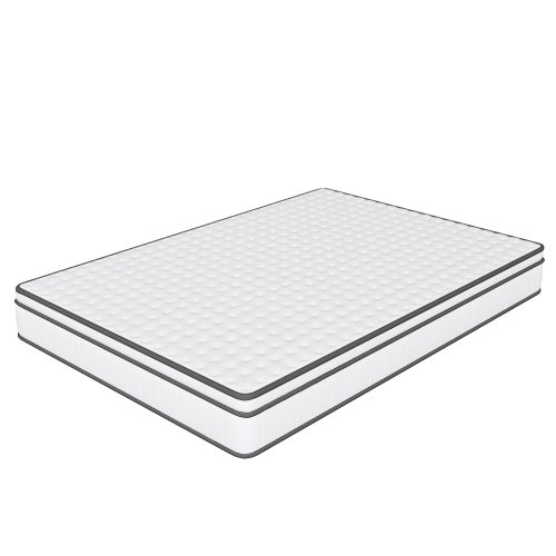 Afbeelding van Veermatras 90x200 cm, 90x190 cm en 140x190 cm met 25 cm hoogte - Wit met grijze rand - Comfortabele en stevige slaapoplossing voor elk bed