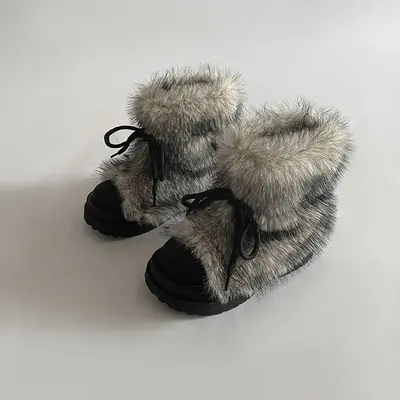 Image de Bottes de Neige Femme Fausse Fourrure - Chaudes & Stylish