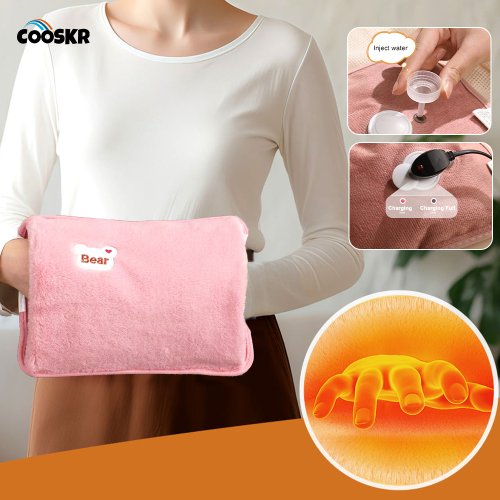 Immagine di Borsa scaldamani elettrica Spina europea Scaldamani riutilizzabile ricaricabile per mani addome Borsa riscaldante per iniezione acqua calda tascabile calda