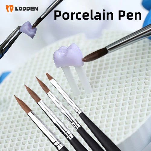 Imagen de Lodden-bolígrafos de porcelana Dental, pinceles de resina para herramientas de modelado y acristalamiento de laboratorio Denal, cepillos de silicona para herramientas de dentadura