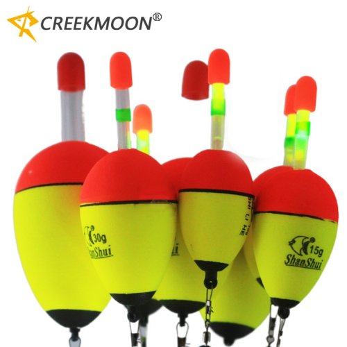 Image of 5-Pack EVA Luminous Fishing Floats with Glow-in-the-Dark Light Sticks – Durable Foam Plastic Bobbers for Sea and Rock Fishing, 10-100g Weight Range